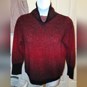 #413 DKNY JEANS- Red/Black Ombre Cowlneck Sweater.sz. XL